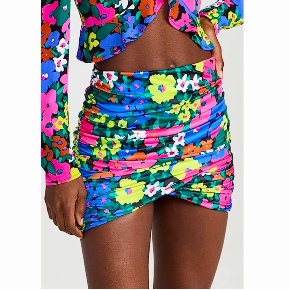 AFRM Floral Neon Night Garden Mini Skirt